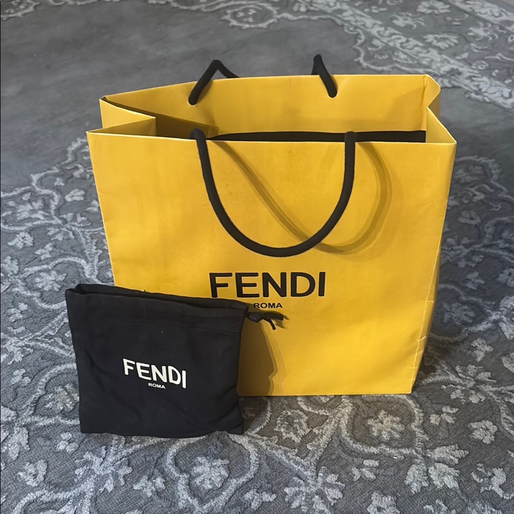 Fendi Yellow Tote with Black Pouch